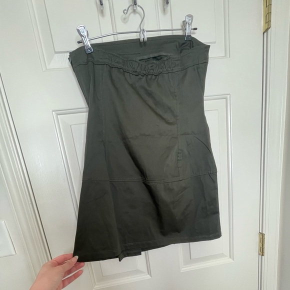 Vintage inspired Military style olive green strapless mini dress “True Love” | M - Picture 6 of 9